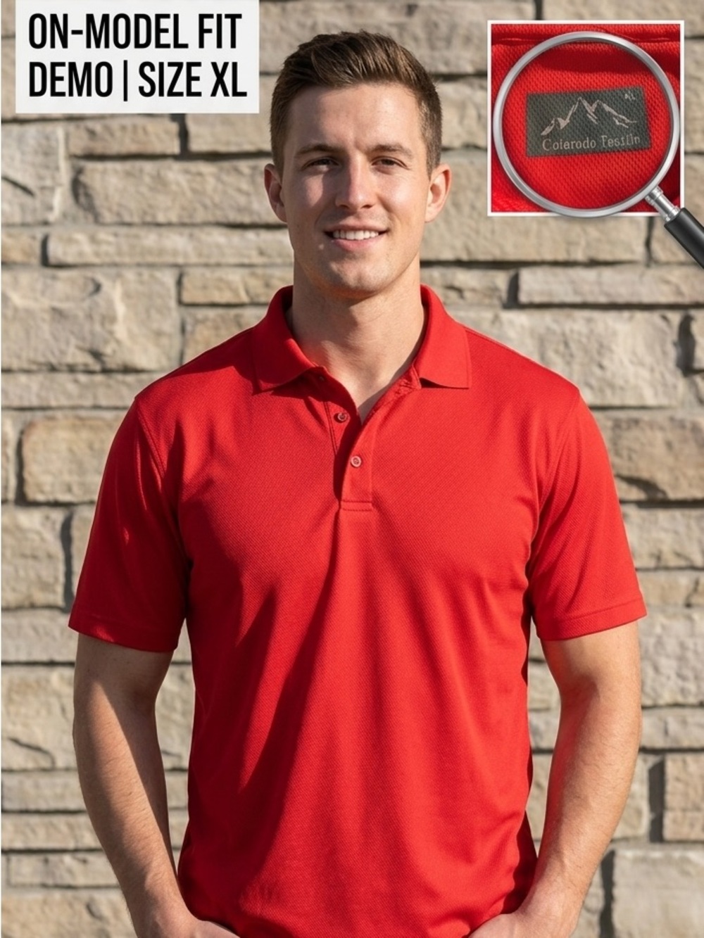 Colorado Textile Performance Polo - Men's XL Red Moisture-Wicking Shirt